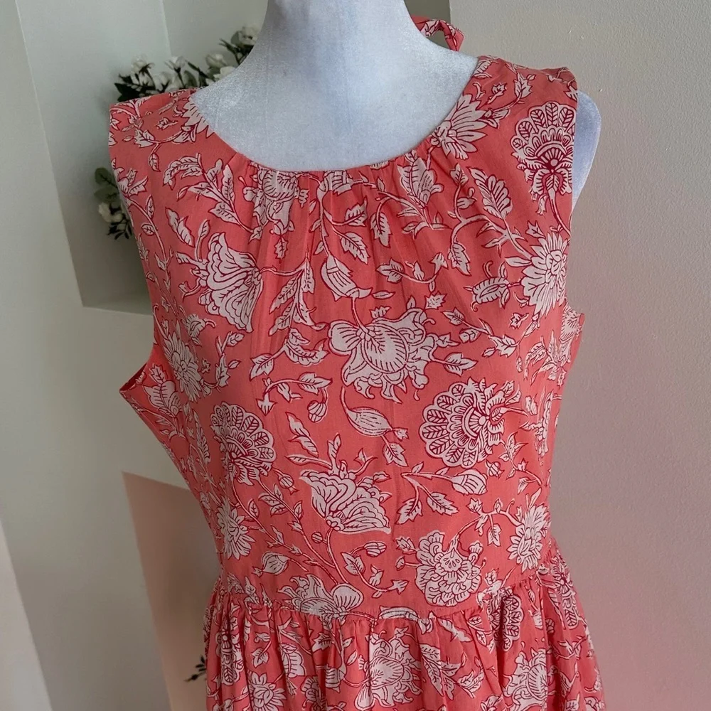J. Crew Coral Floral Midi Dress